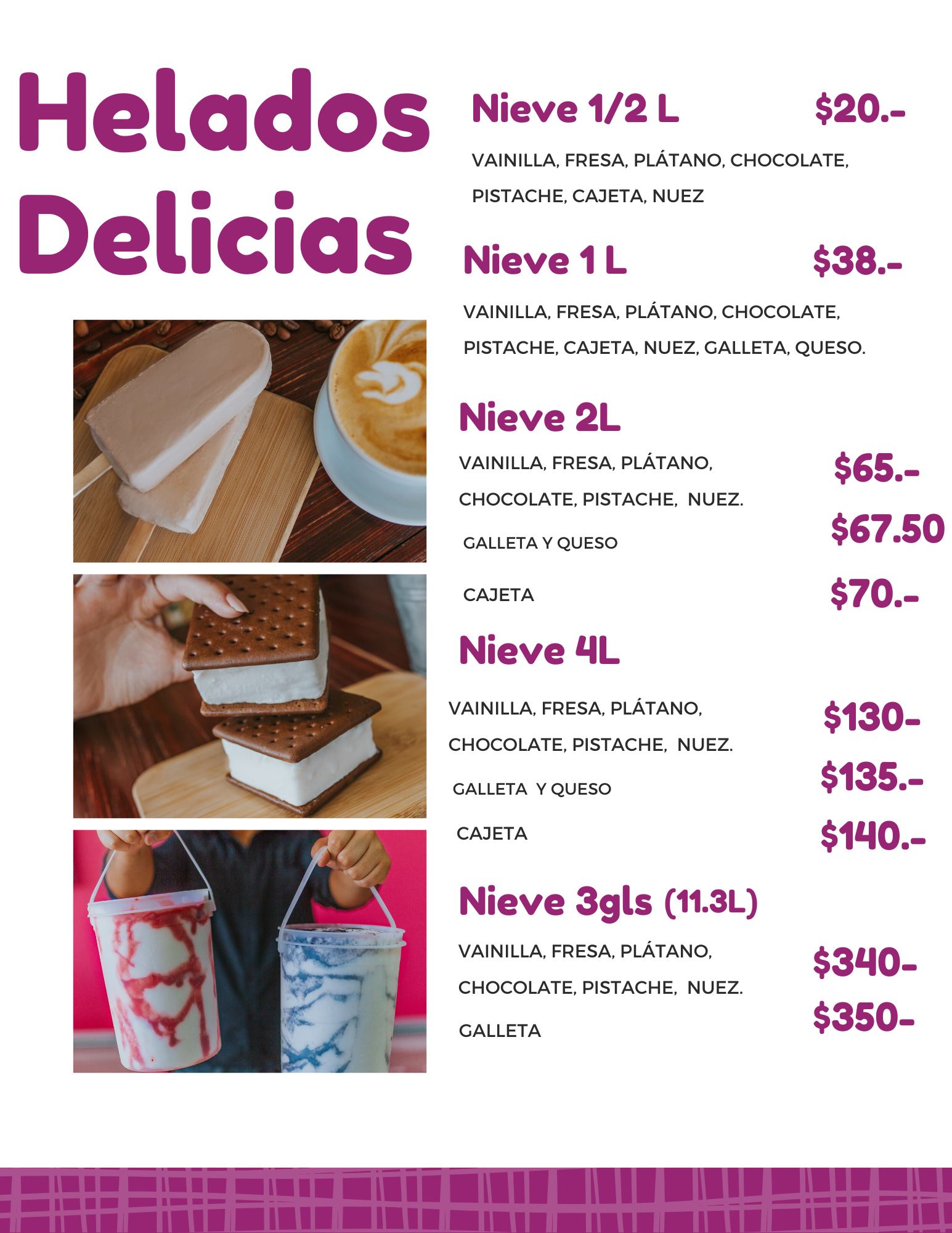 Carta de Helados Delicias — página 2